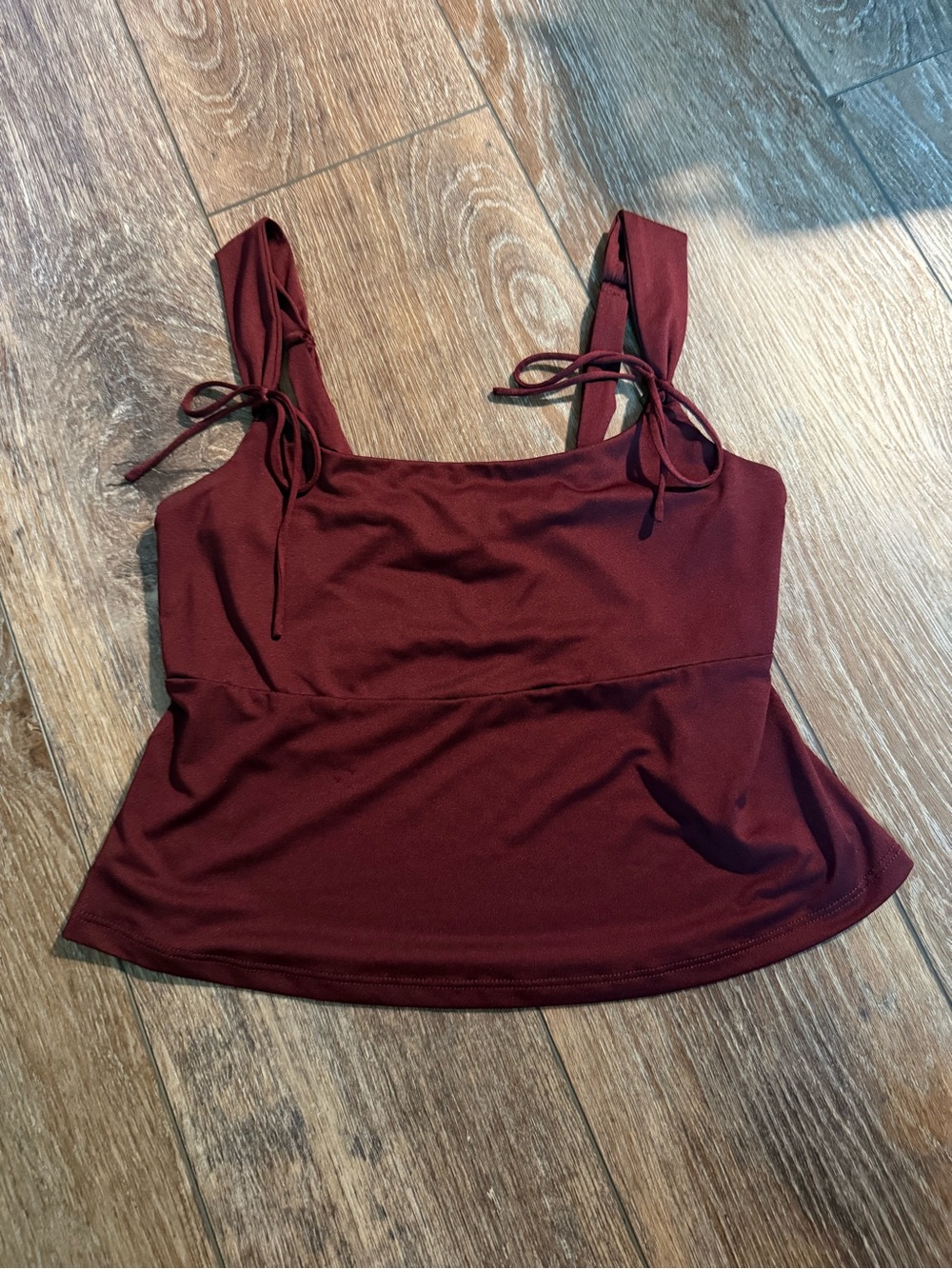 wild fable Burgundy Tie-Shoulder Square Neck Tank